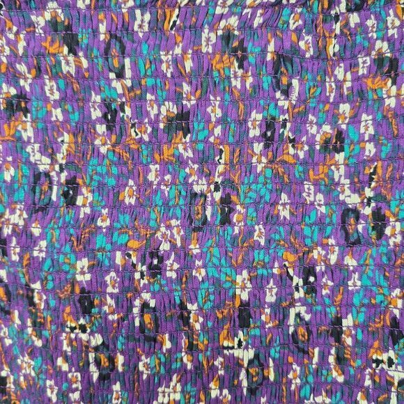 Band of the Free Smocked Crop Top Floral Long Sleeve Blouse Size L - Picture 7 of 10